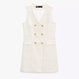 Zara Women's Cream Double-Breasted Mini Dress